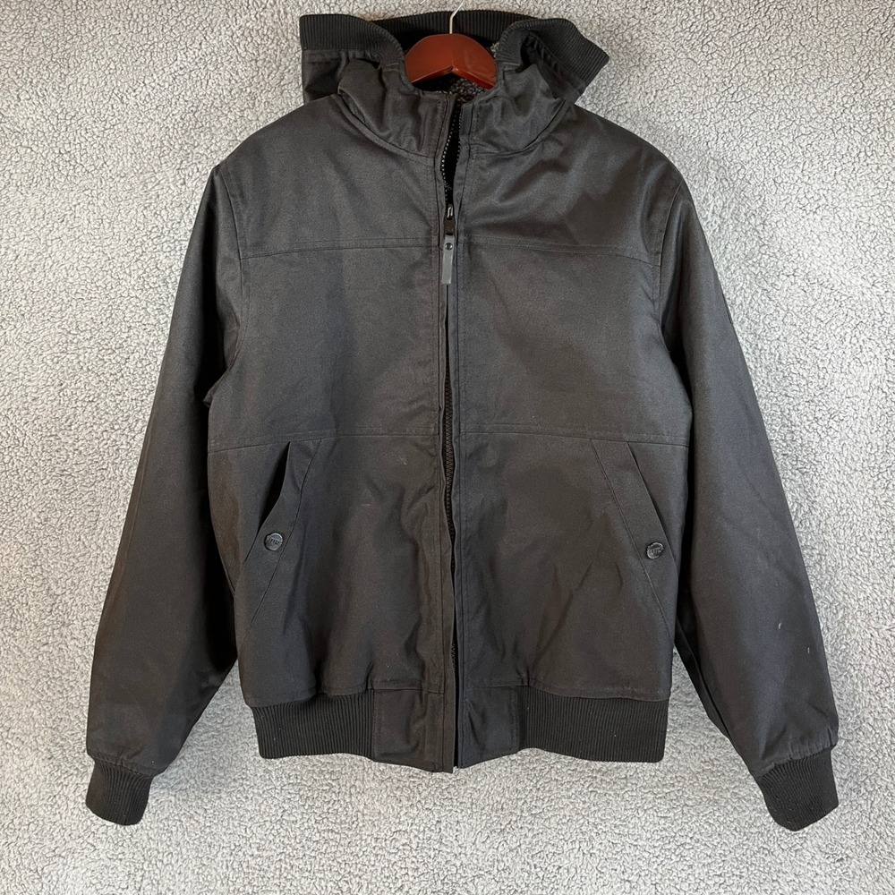 Urban Republic Mens Black Faux Fur Sherpa Lined Hooded Bomber Jacket Size M